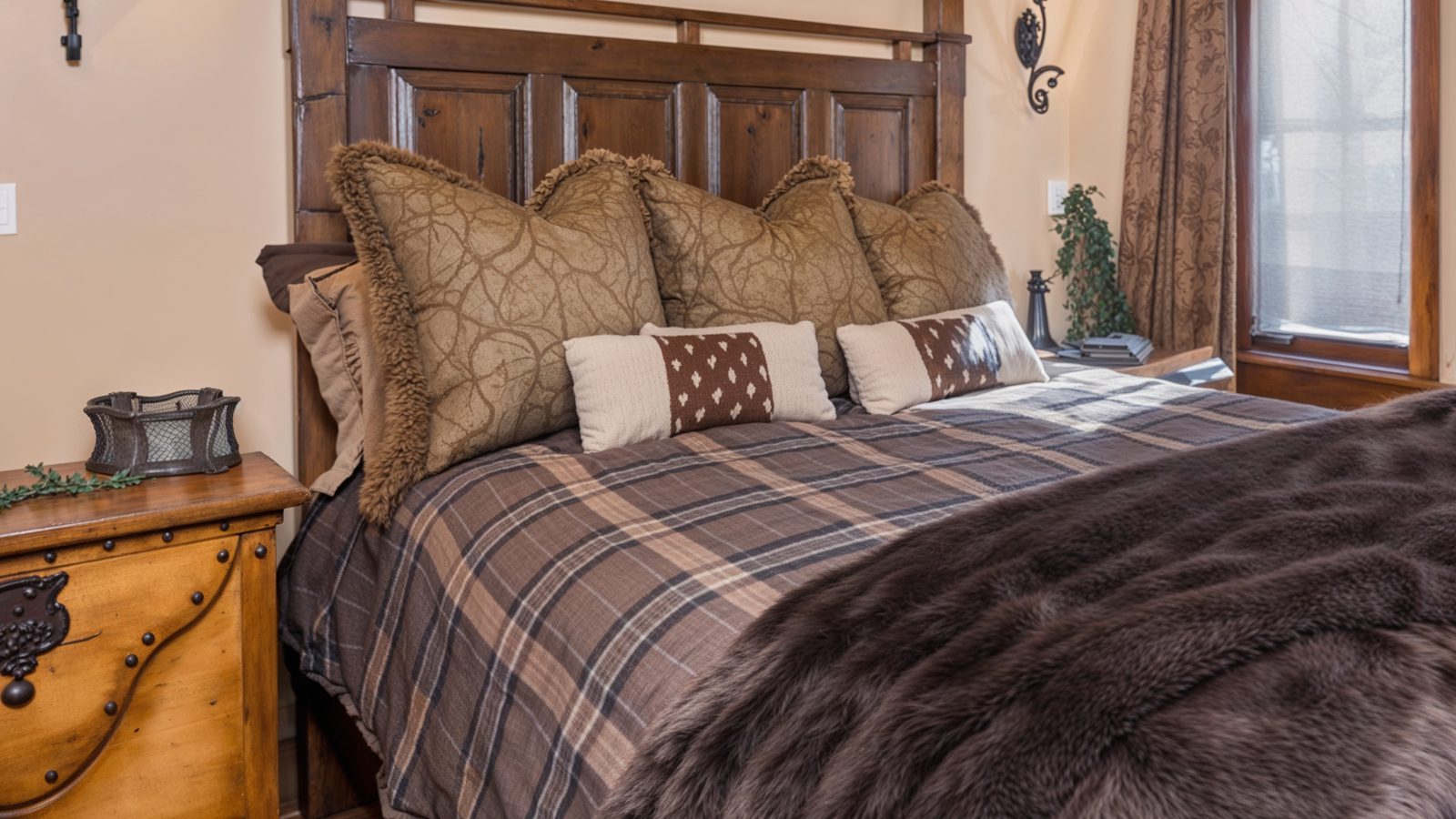warm and inviting guest bedroom with rustic touches