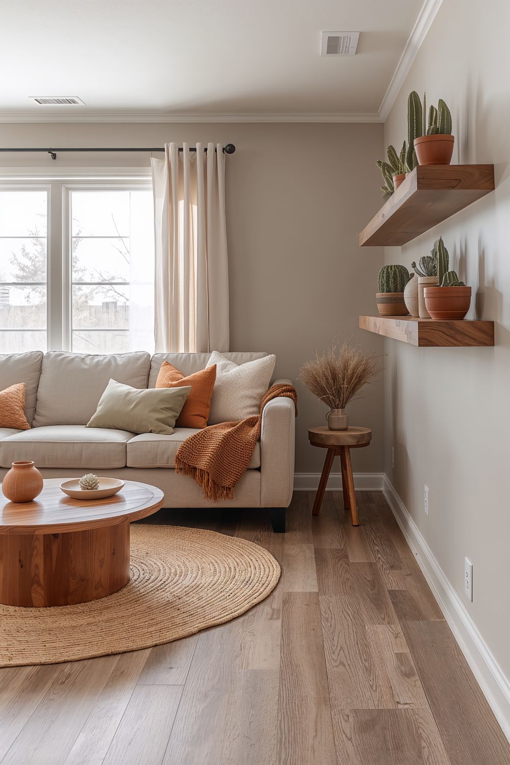 Warm Neutral Living Room With Earth Tone Color Palette