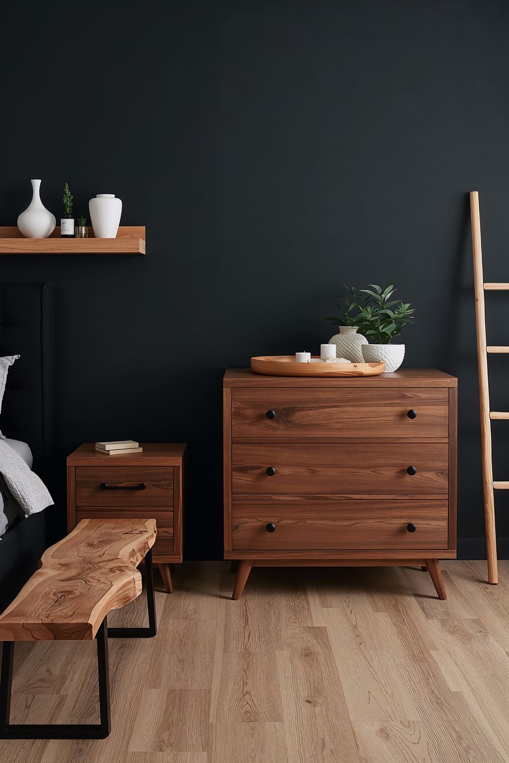 Warm Wood Furniture For Black Bedroom Balance