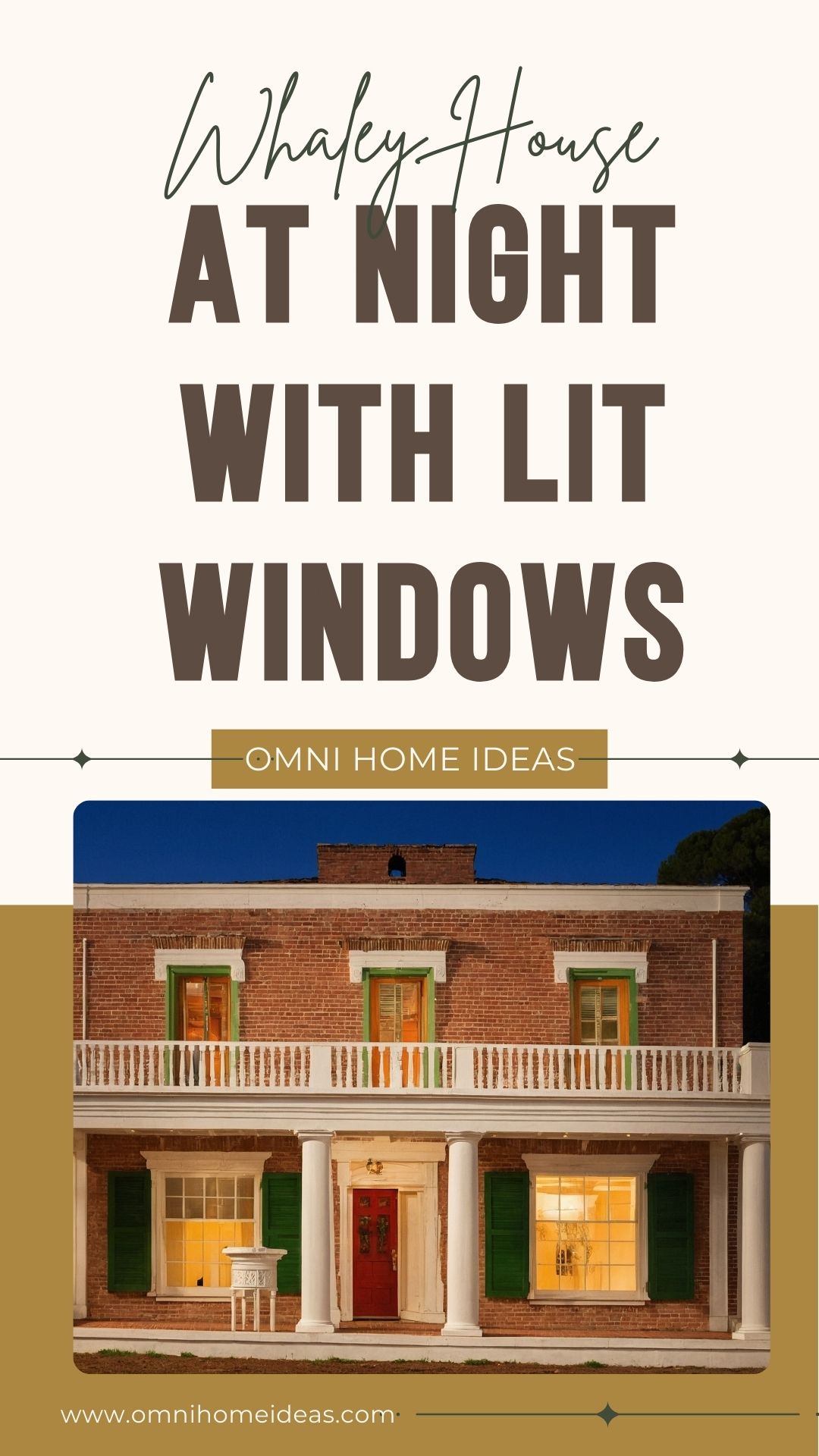 whaley house at night with lit windows