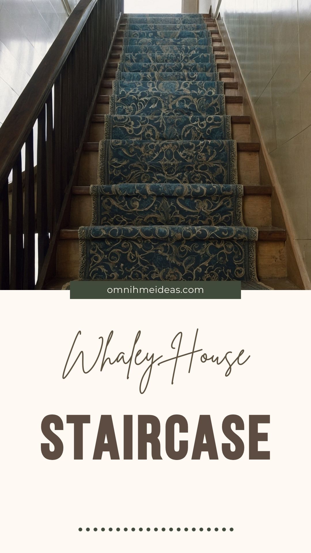 whaley house staircase with green runner