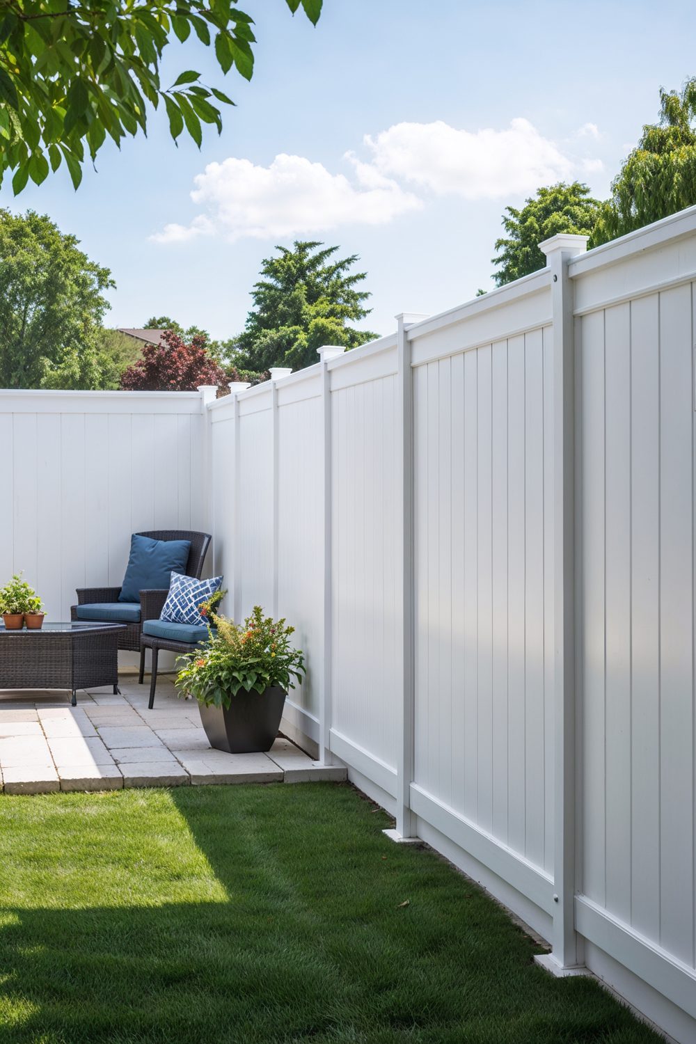 White Vinyl 8 Foot Privacy Fence For Easy Maintenance