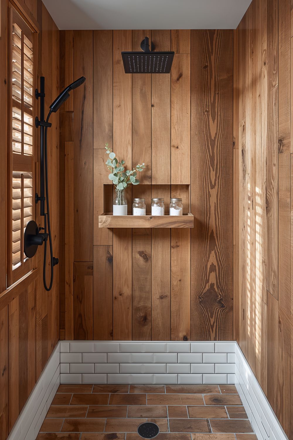 Wood Look Porcelain Tile Shower With Farmhouse Warmth