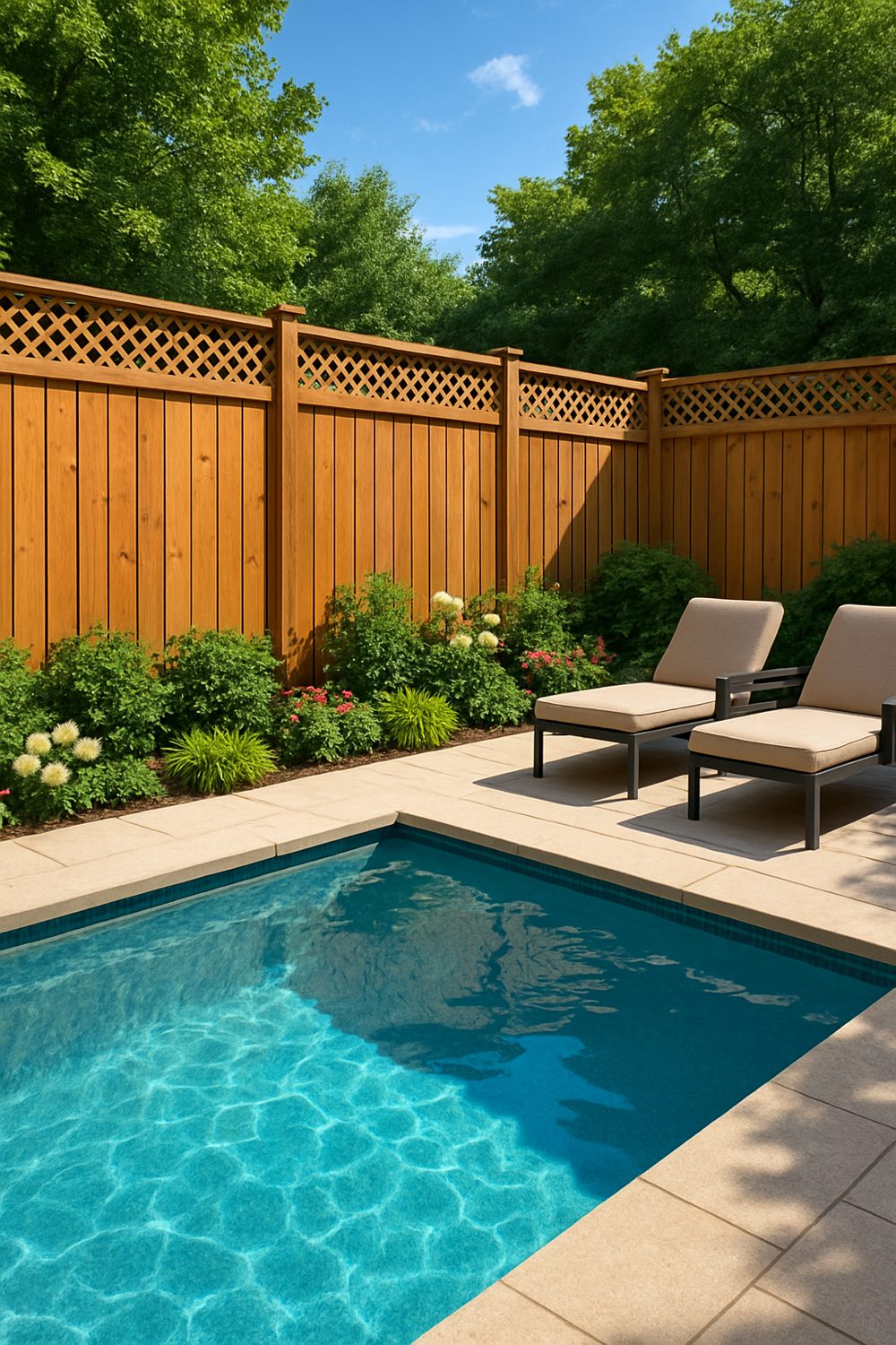 Wooden Pool Privacy Fence Classic Backyard Appeal